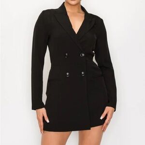 Black Double-Breasted Blazer Romper